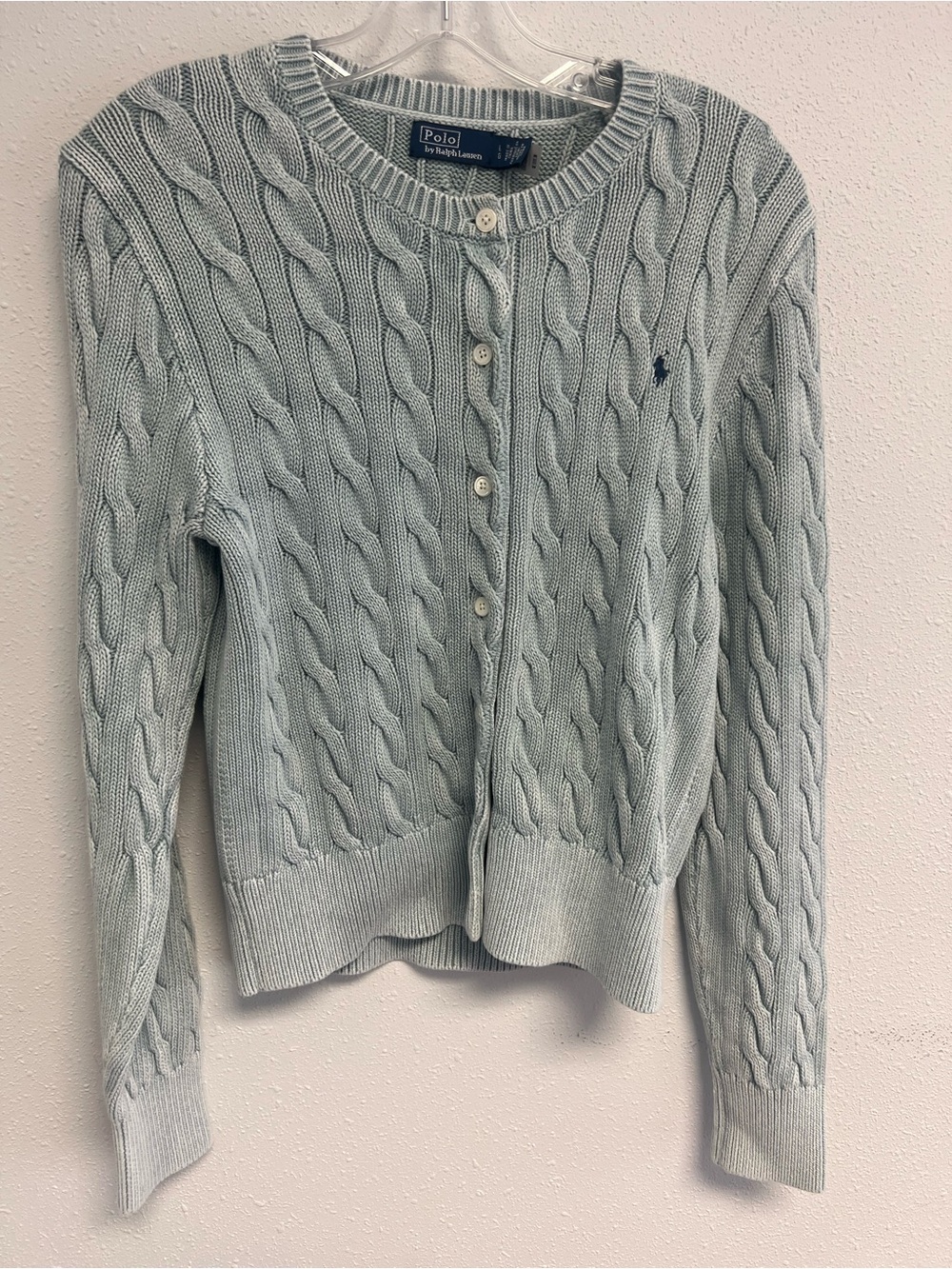 Polo by Ralph Lauren Pale Blue Cable-Knit Cardigan